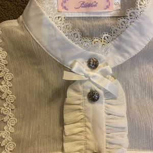 Lolita/Victorian white blouse with bow details (never worn)